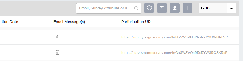 Track Survey Participation URL