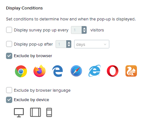 survey embed options