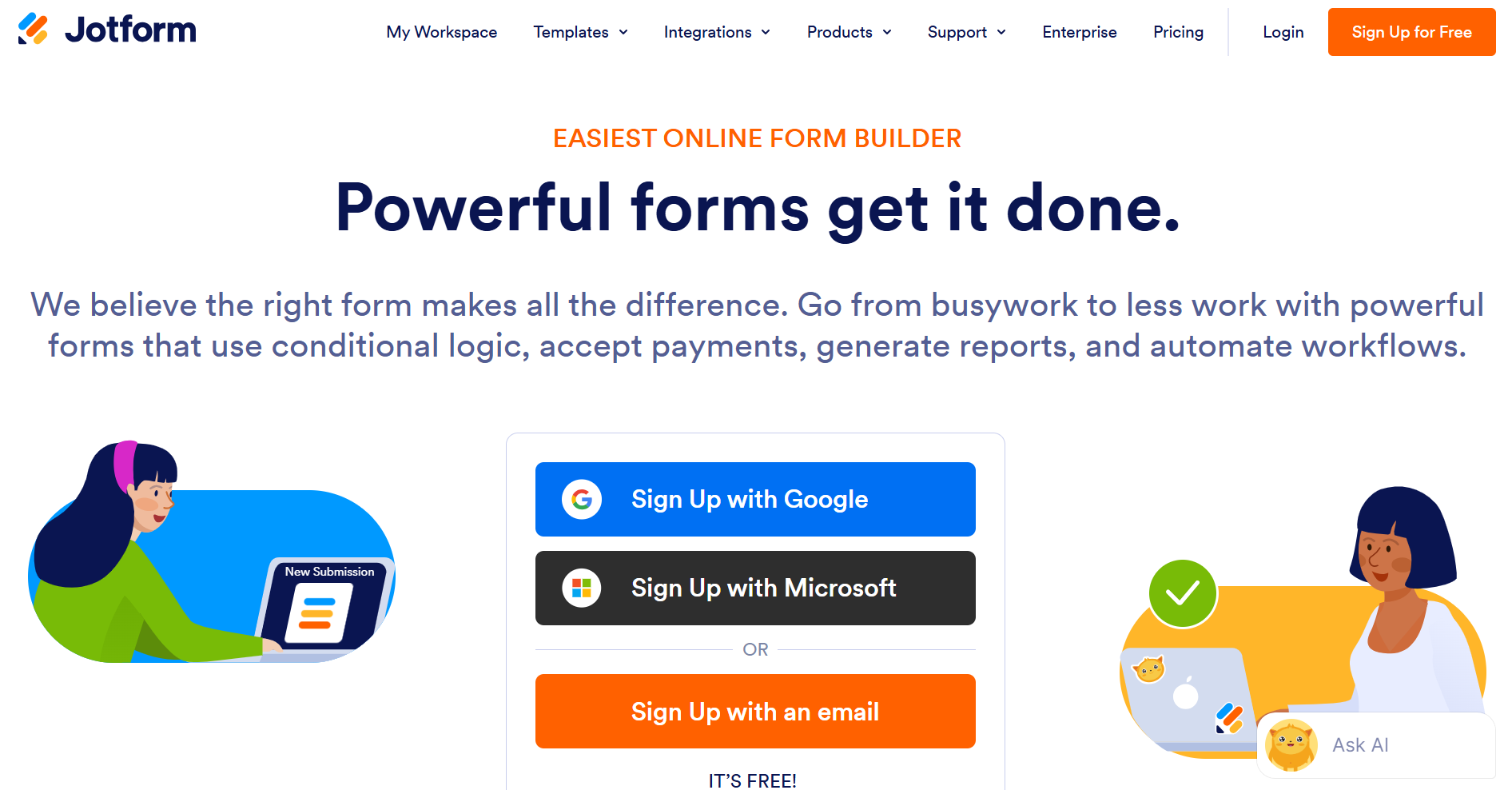 JotForm Homepage