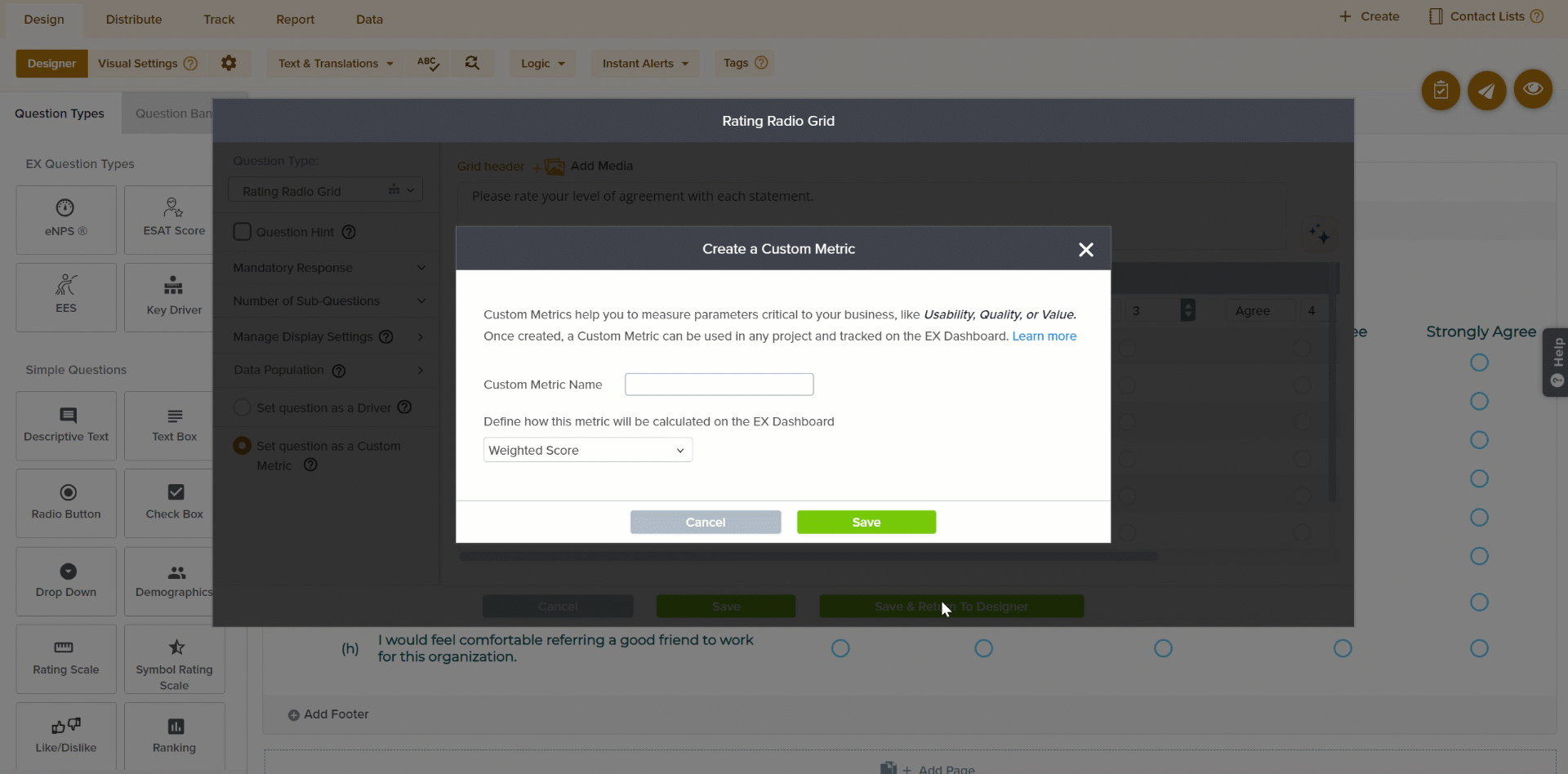 Employee Engagement as Custom Metric