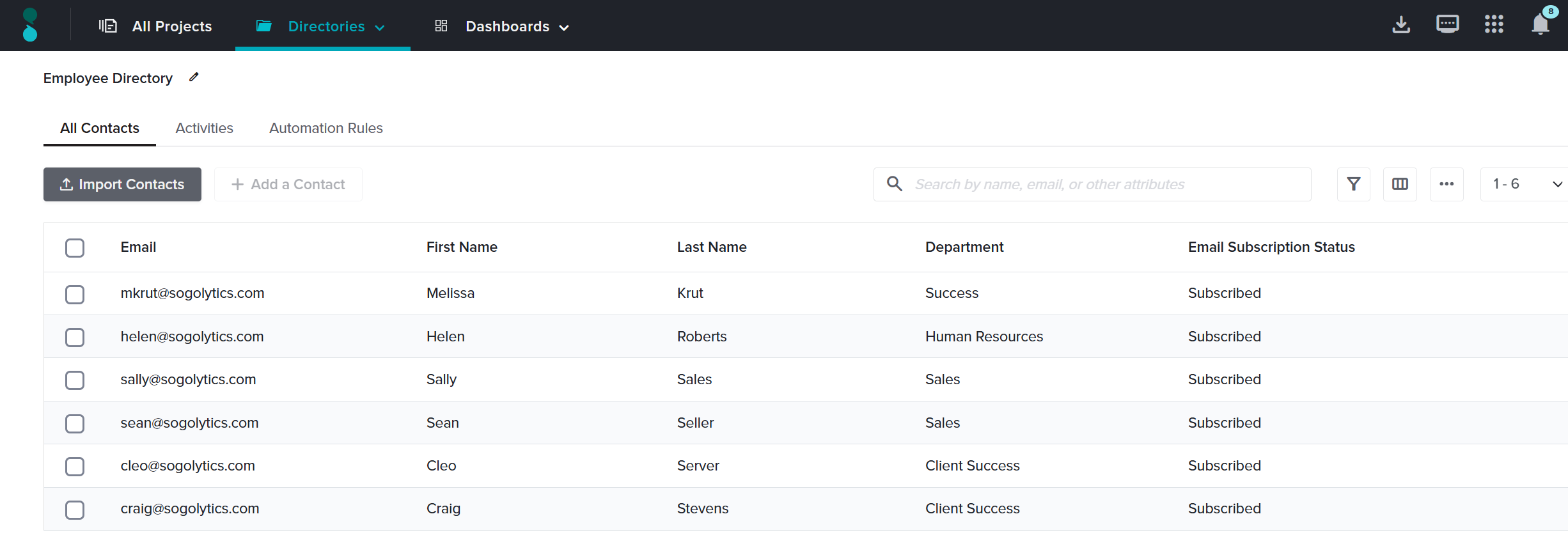Example Directory screenshot