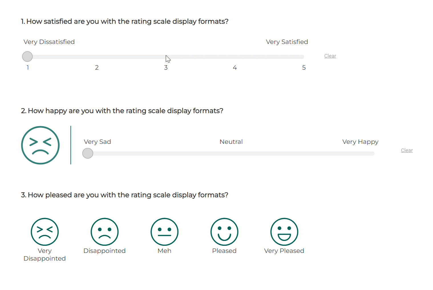 Rating Scales with smiley options