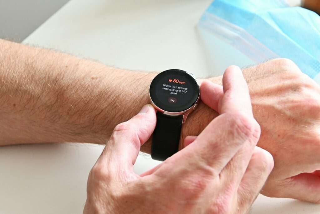 future of healthcare for consumers with a smart watch tracking heart rate