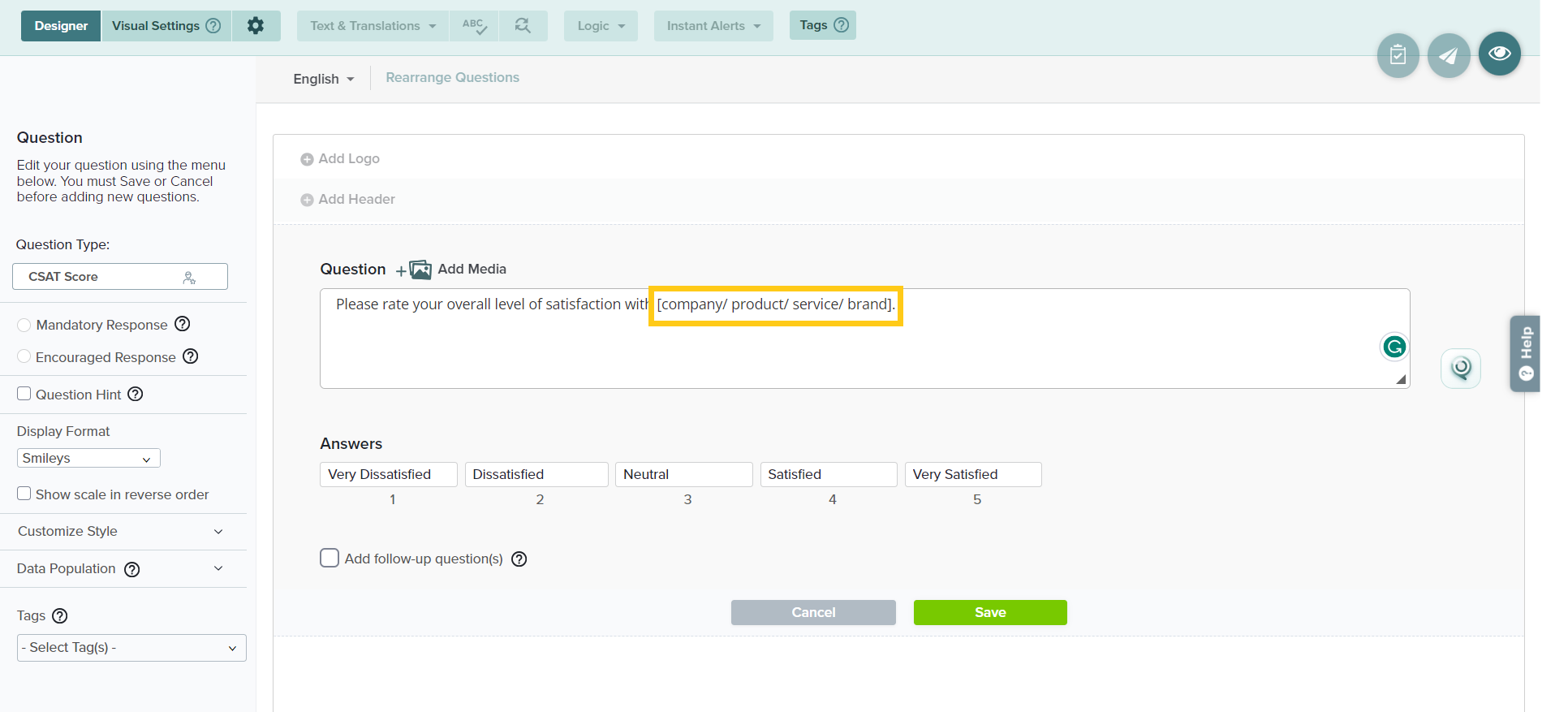 How to add a CSAT question to your survey