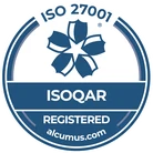 ISO 27001 registered by Alcumus ISOQAR