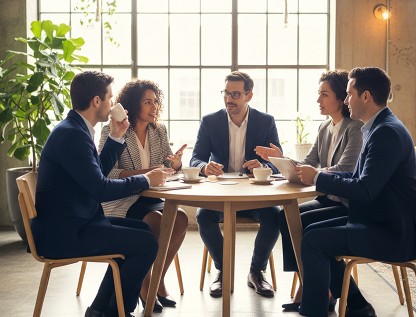 CX practitioners in conversation over coffee